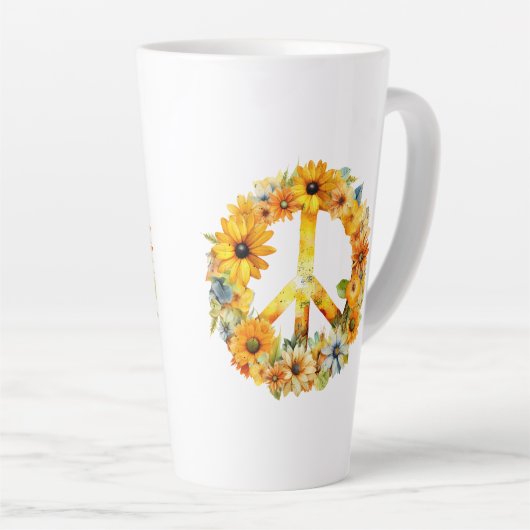 Hippy Hippy Sunflower Peace Sign Milchtasse (Rechte Ecke)