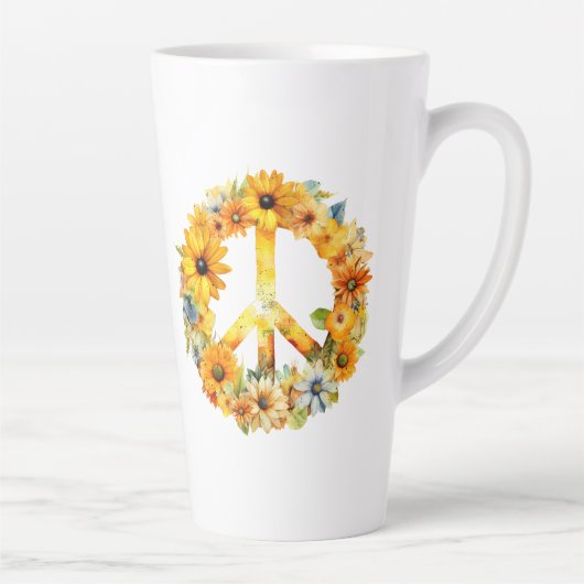 Hippy Hippy Sunflower Peace Sign Milchtasse (Rechts)