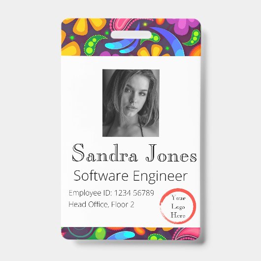 Hippy-ID-Karte (Vertikal/Portrait) Ausweis (Vorderseite)