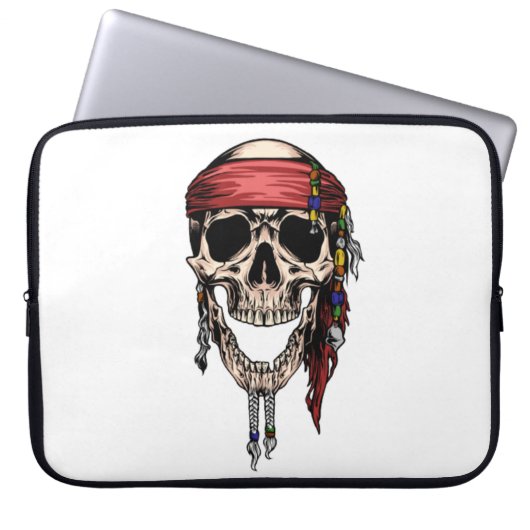 Hippy Jolly Roger Skull Laptopschutzhülle (Vorderseite)