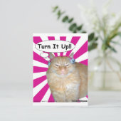 Hippy Kitty Turn It Up! Postkarte (Stehend Vorderseite)