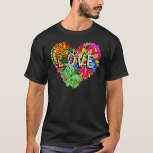 Hippy Liebe Herz farbenfrohe Blüte und Blume von S T-Shirt