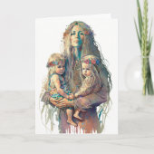 Hippy Mother & Twin Daughters, Mothers Day Karte (Vorderseite)