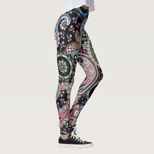 Hippy Paisley Bandanna Unique Retro Pants Custom Leggings (Rechts)