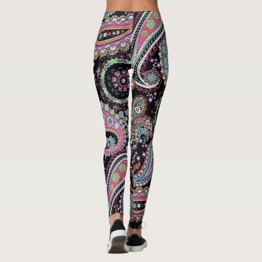 Hippy Paisley Bandanna Unique Retro Pants Custom Leggings (Rückseite)