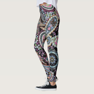 Hippy Paisley Bandanna Unique Retro Pants Custom Leggings
