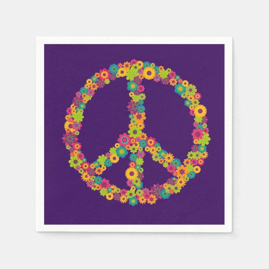 Hippy Peace Blume Kinderdinner Party Serviette (Vorderseite)