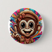 "Hippy Peace Monkey" Button (Vorderseite)