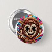 "Hippy Peace Monkey" Button (Vorne & Hinten)