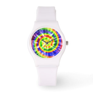 Hippy Peace Retro Gefärbte Krawatte Colorful Boho Armbanduhr