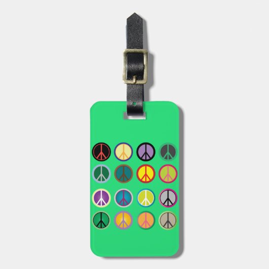 Hippy-Peace-Schild 60er-Farbmuster Gepäckanhänger (Vorderseite vertikal)