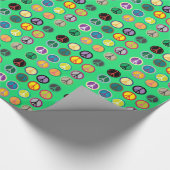 Hippy-Peace-Schild 60er-Farbmuster Geschenkpapier (Ecke)