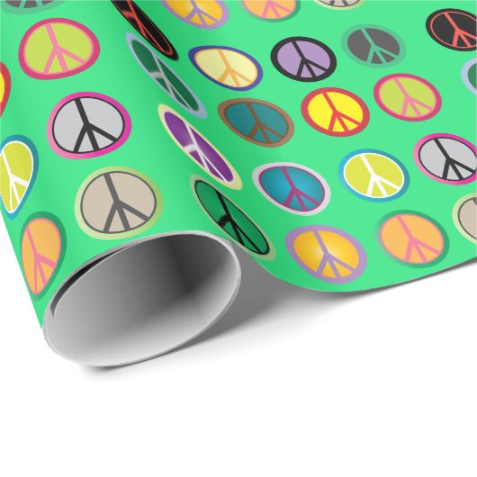 Hippy-Peace-Schild 60er-Farbmuster Geschenkpapier (Rolleneckpunkt)