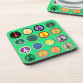 Hippy-Peace-Schild 60er-Farbmuster Getränkeuntersetzer (Linke Seite)