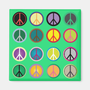 Hippy-Peace-Schild 60er-Farbmuster Magnet