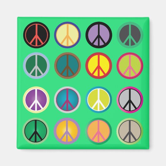 Hippy-Peace-Schild 60er-Farbmuster Magnet (Vorne)