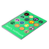 Hippy-Peace-Schild 60er-Farbmuster Notizblock (Linke Seite)