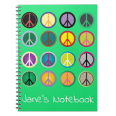 Hippy-Peace-Schild 60er-Farbmuster Notizblock (Vorderseite)