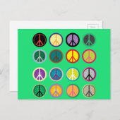 Hippy-Peace-Schild 60er-Farbmuster Postkarte (Vorne/Hinten)