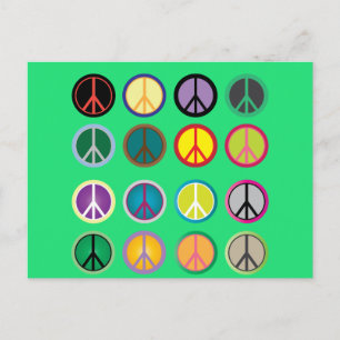 Hippy-Peace-Schild 60er-Farbmuster Postkarte