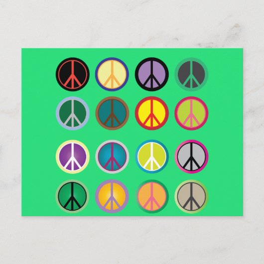Hippy-Peace-Schild 60er-Farbmuster Postkarte (Vorderseite)