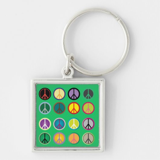Hippy-Peace-Schild 60er-Farbmuster Schlüsselanhänger (Vorne)