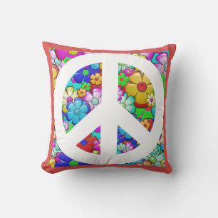 Hippy Peace-Schild Kissen