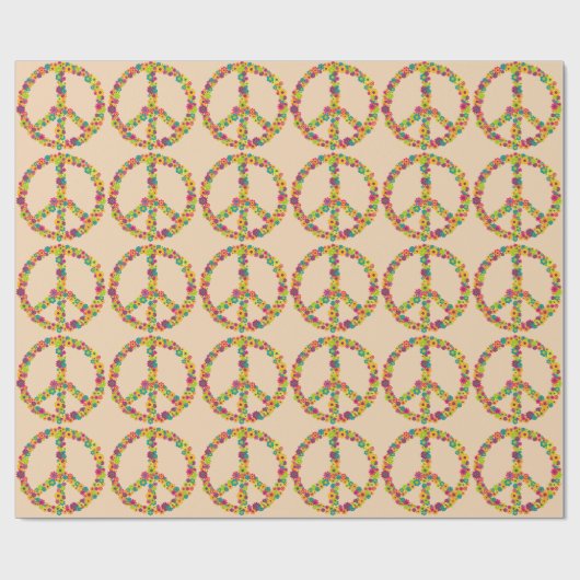 Hippy-Peace-Schilder-Blume Geschenkpapier (Flach)