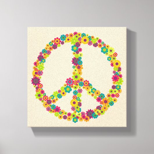 Hippy-Peace-Schilder-Blume Leinwanddruck (Vorderseite)