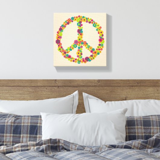 Hippy-Peace-Schilder-Blume Leinwanddruck (Insitu (Schlafzimmer))