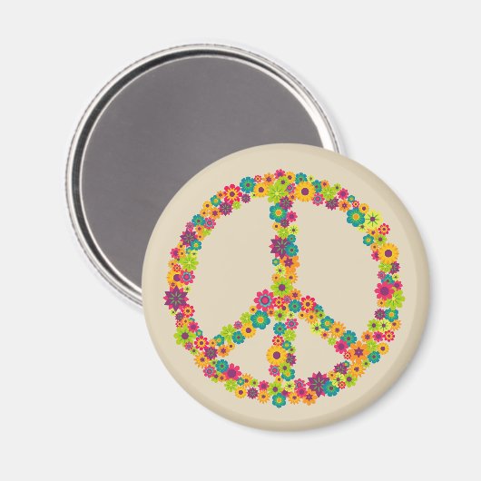 Hippy-Peace-Schilder-Blume Magnet (Vorderseite/Rückseite)