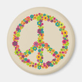 Hippy-Peace-Schilder-Blume Magnet (Vorne)
