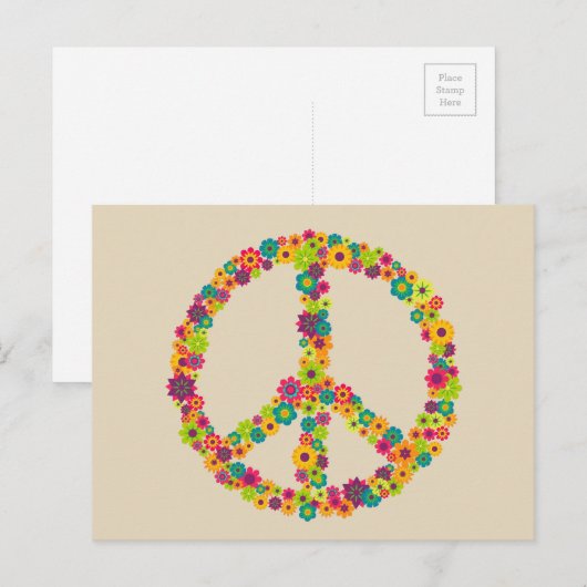 Hippy-Peace-Schilder-Blume Postkarte (Vorne/Hinten)