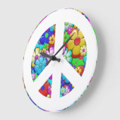 Hippy peace sign large clock große wanduhr (Winkel)