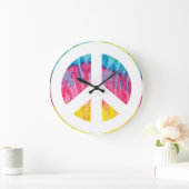 Hippy peace sign large clock große wanduhr (Zuhause)