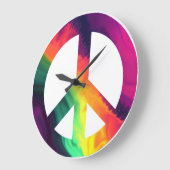 Hippy peace sign large clock große wanduhr (Winkel)