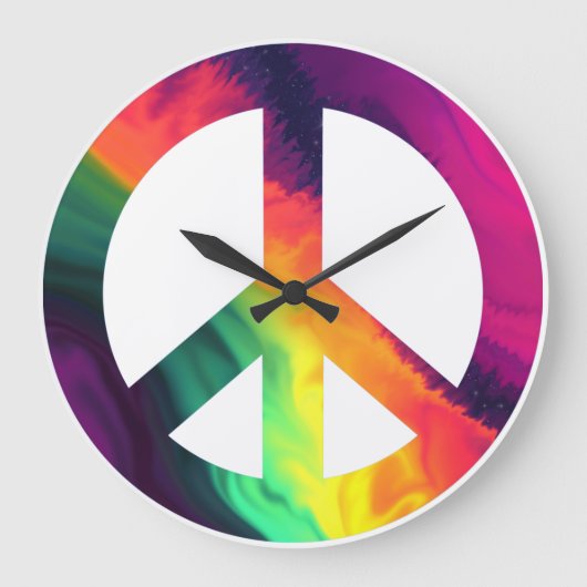Hippy peace sign large clock große wanduhr (Vorderseite)