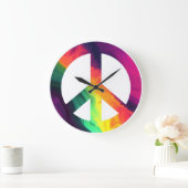 Hippy peace sign large clock große wanduhr (Zuhause)