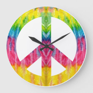 Hippy peace sign large clock große wanduhr
