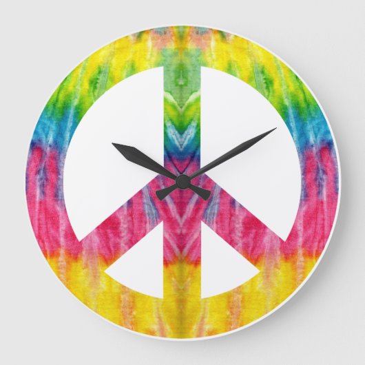 Hippy peace sign large clock große wanduhr (Vorderseite)