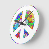 Hippy peace sign round clock runde wanduhr (Winkel)