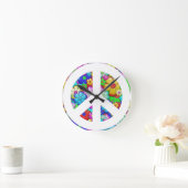 Hippy peace sign round clock runde wanduhr (Zuhause)