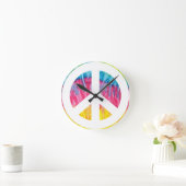 Hippy peace sign round clock runde wanduhr (Zuhause)