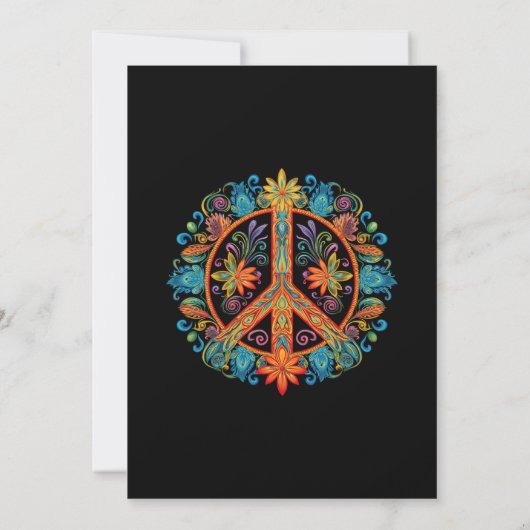 Hippy Peace Sign Wedding Einladung (Rückseite)