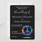 Hippy Peace Sign Wedding Einladung (Vorderseite)