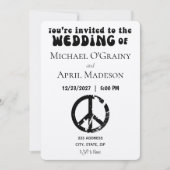 Hippy Peace Sign Wedding Einladung (Vorderseite)