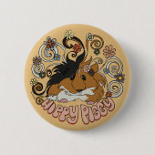 Hippy Piggy - Niedliche Guinea Schweinebild Button (Vorderseite)