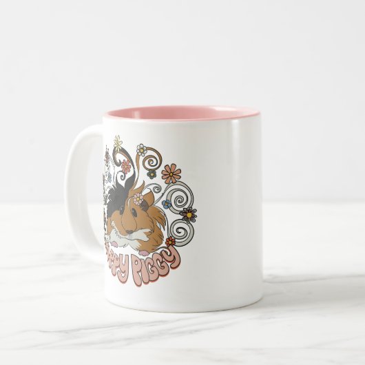 Hippy Piggy - Niedliche Guinea Schweinebild Zweifarbige Tasse (Vorderseite Links)
