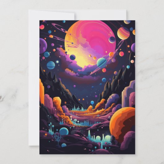 Hippy Psychedelic 70er 60er Wedding Einladung (Rückseite)