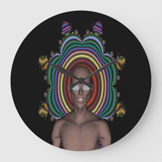 Hippy Punk Große Wanduhr (Vorderseite)